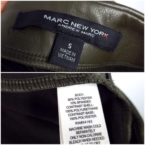 Andrew Marc New York Dark Olive Green Faux Suede Leather Mini Size Small - Picture 4 of 4